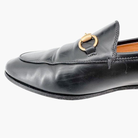 Gucci Jordaan Horsebit Loafer Flat Size 37 US 7 Black Leather Slip On Brixton - Picture 12 of 16
